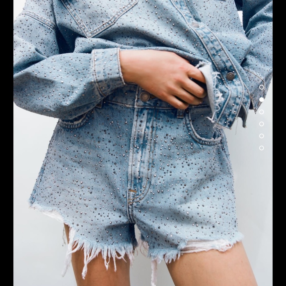 Zara ZW the rhinestone cut off shorts